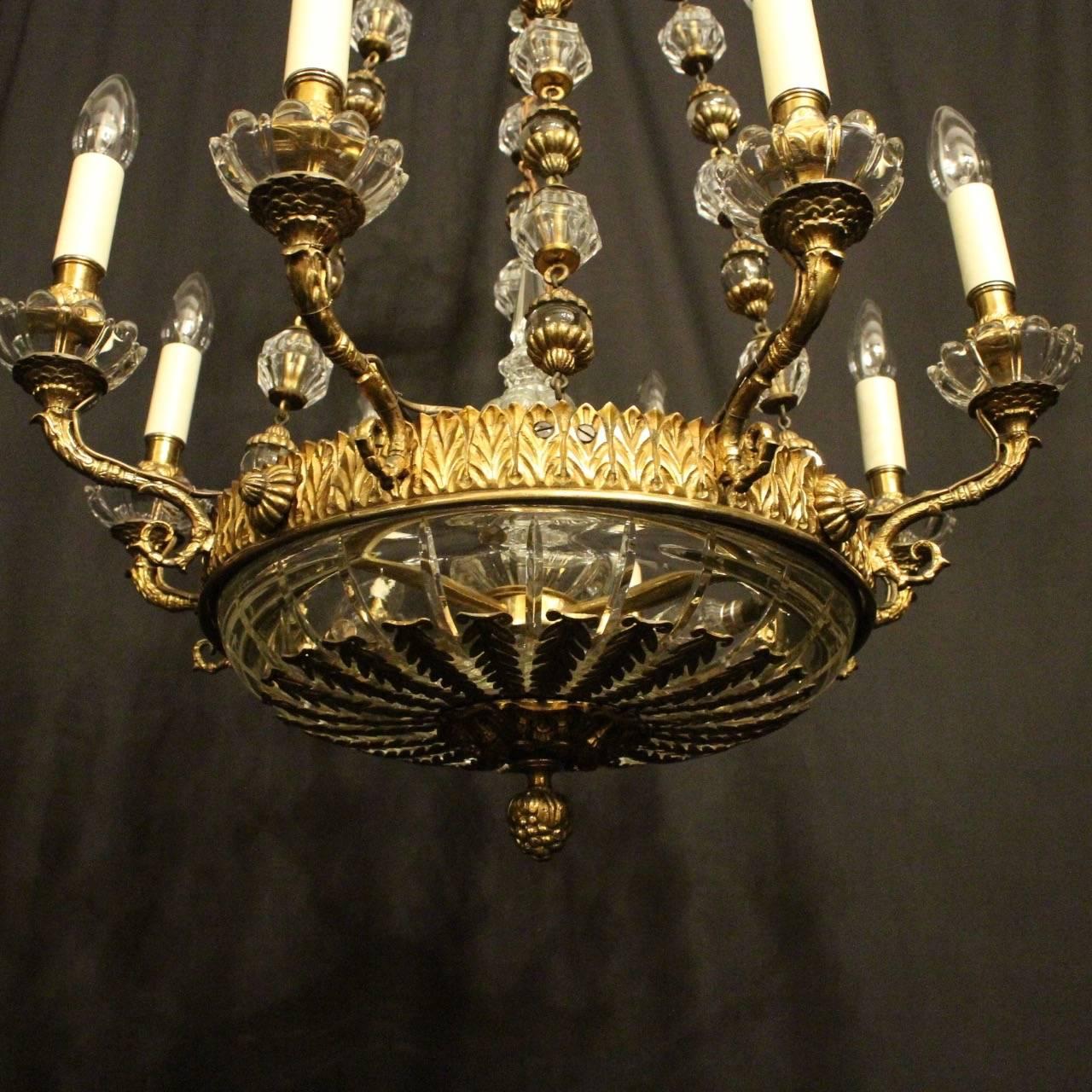 Baroque French 19th Century Gilded Bronze Ten-Light Chandelier