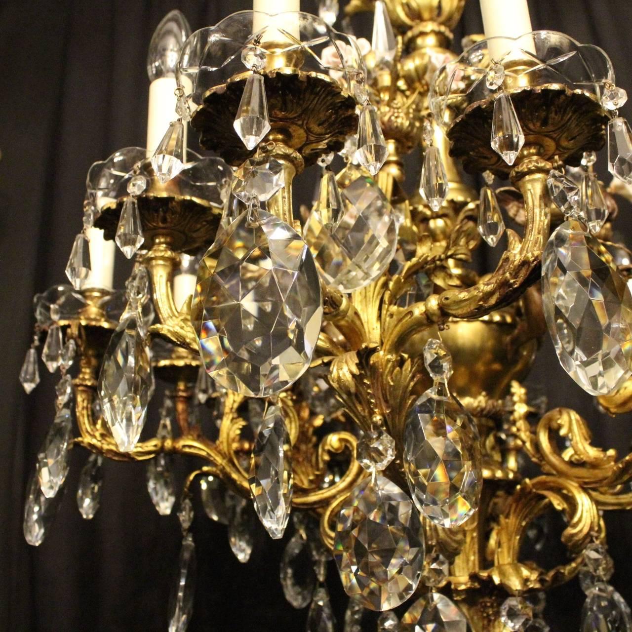 Rococo French Gilded Bronze Cherub Twelve-Light Antique Chandelier For Sale