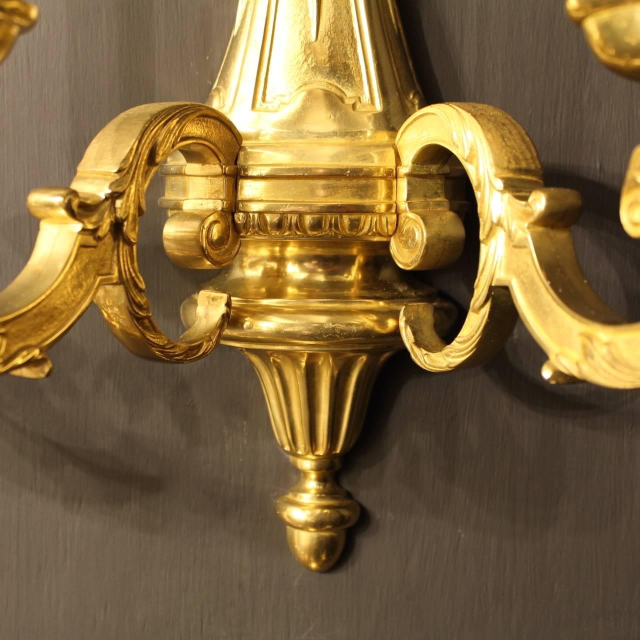 Louis XIV Set of Six French Gilded Bronze Antique Wall Lights