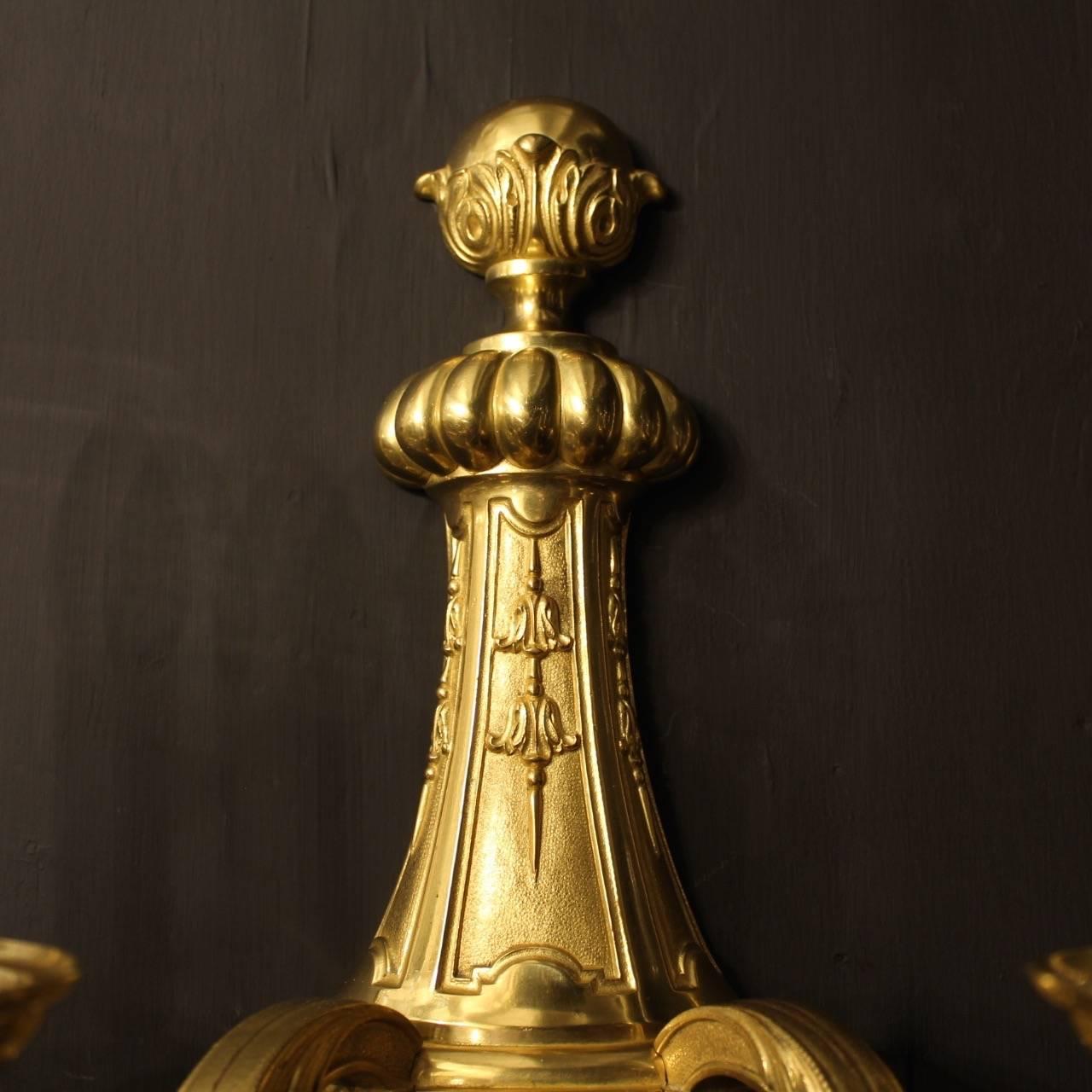 Gilt Set of Six French Gilded Bronze Antique Wall Lights