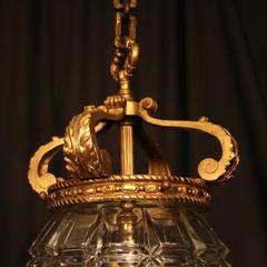 French Gilded Single Light Antique Hall Lantern
