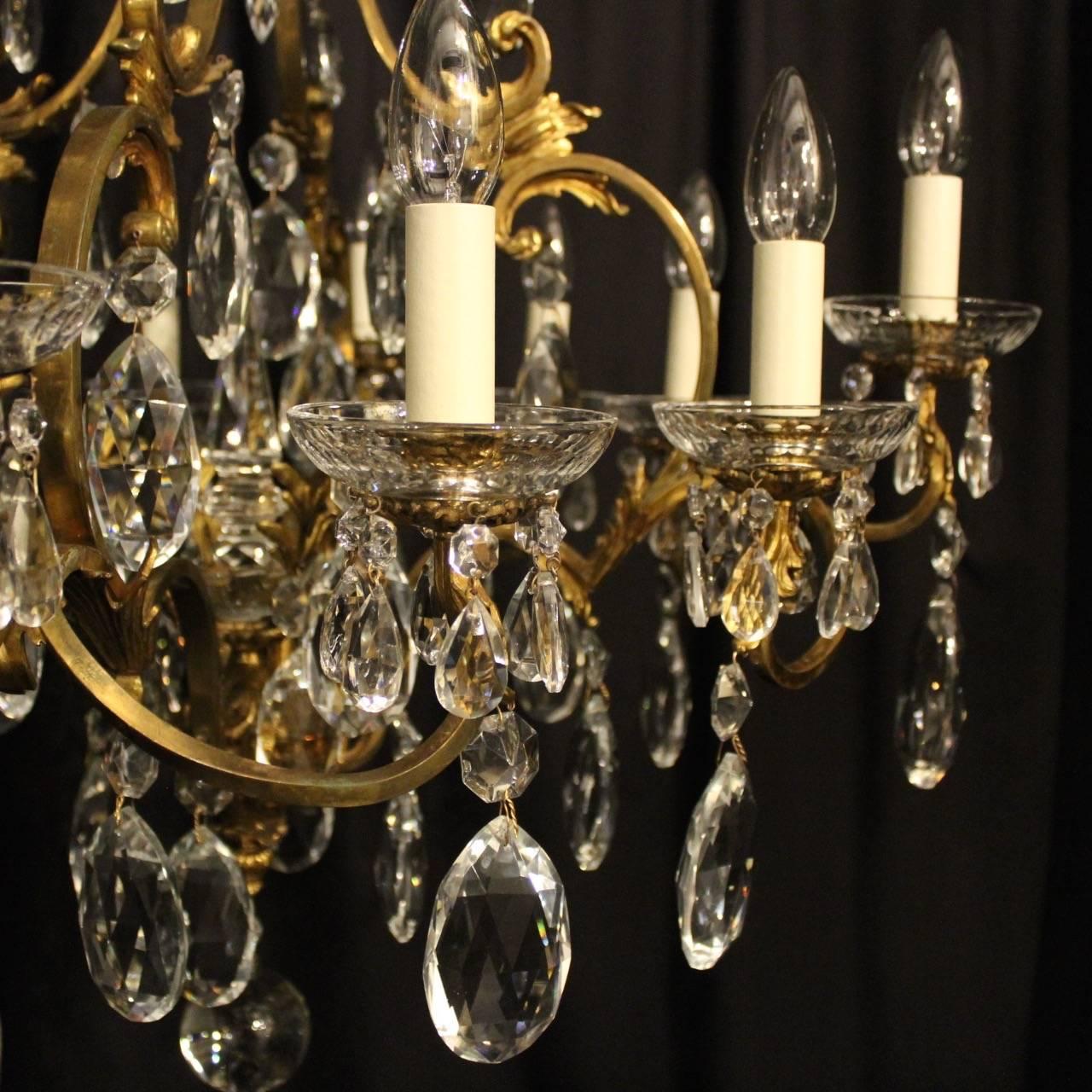 Rococo French Bronze and Crystal Twelve-Light Chandelier