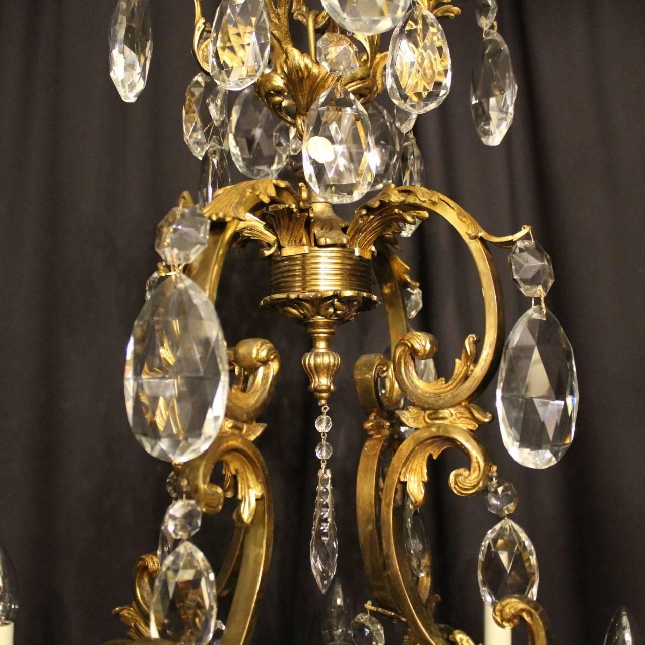 French Bronze and Crystal Twelve-Light Chandelier 2