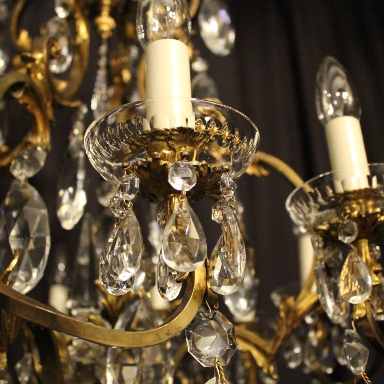 French Bronze and Crystal Twelve-Light Chandelier 3