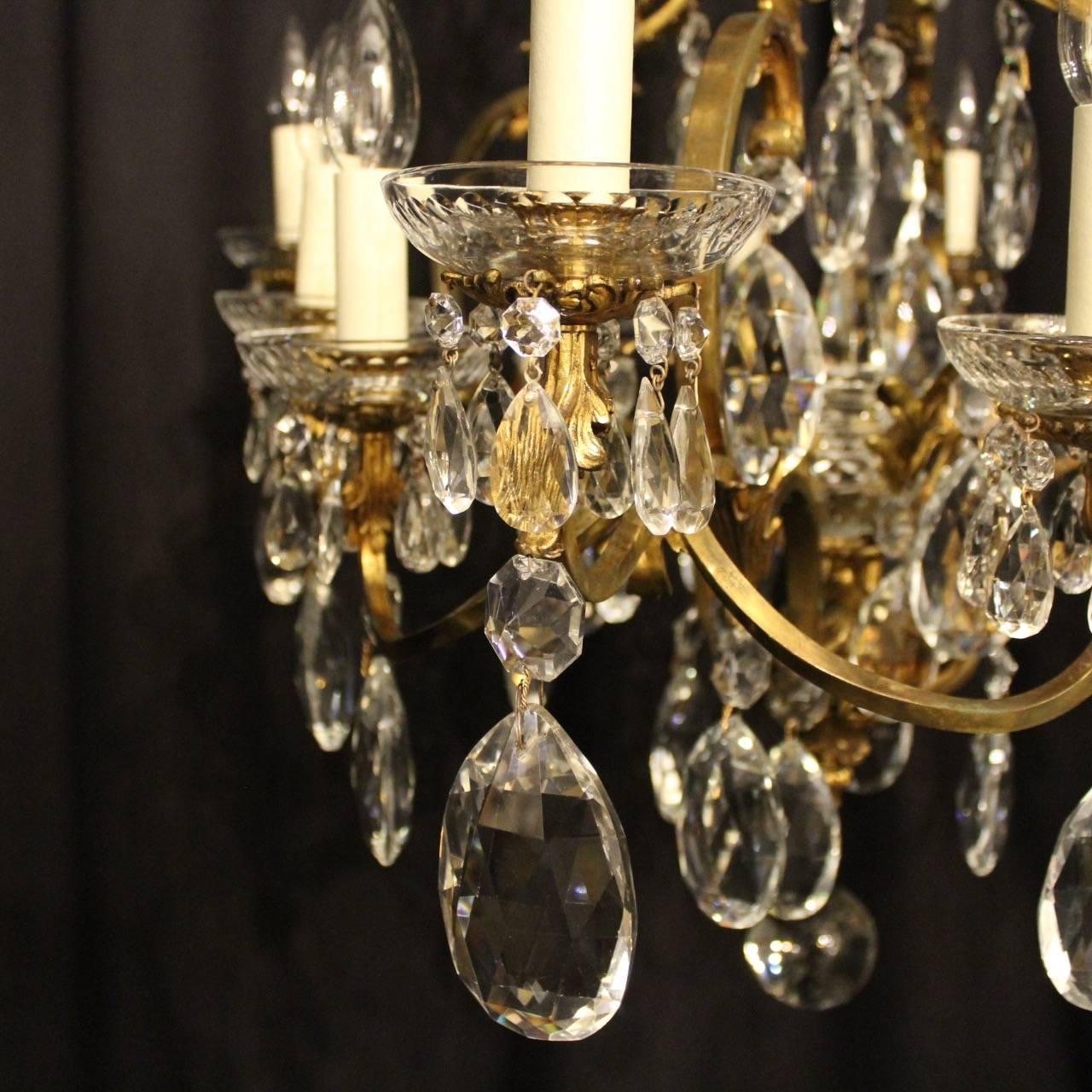 French Bronze and Crystal Twelve-Light Chandelier 4