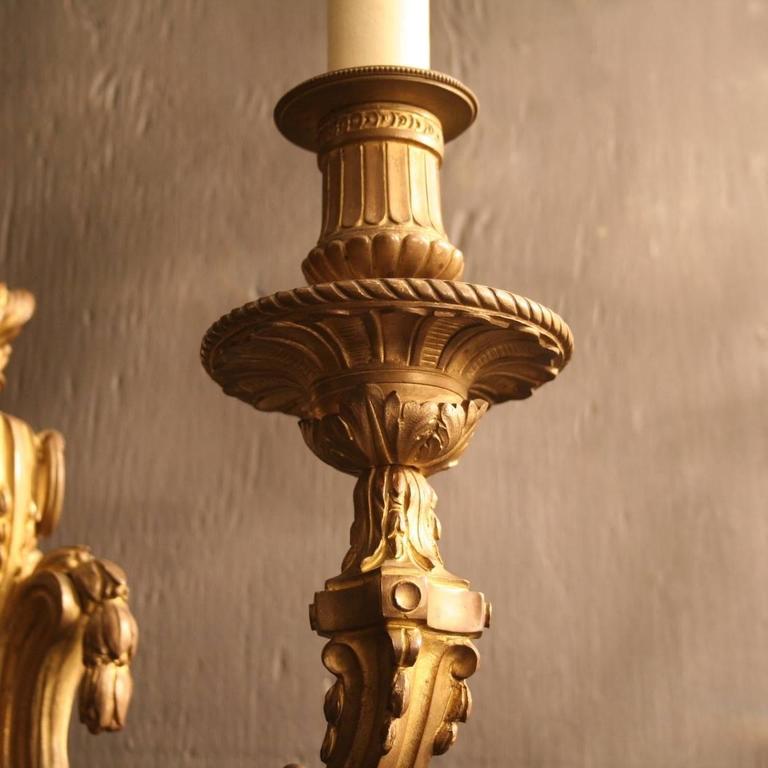 French Pair of Bronze Antique Wall Lights at 1stdibs