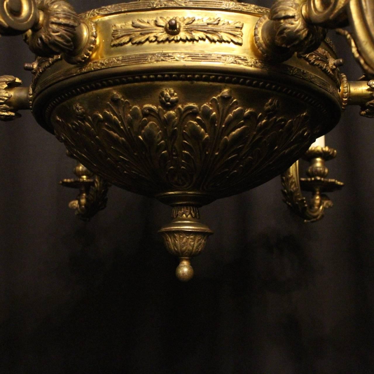 19th Century French Gilded Bronze Cherub Six-Light Chandelier