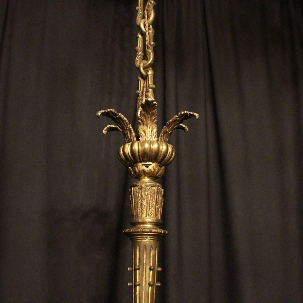 French Gilded Bronze Cherub Six-Light Chandelier 1