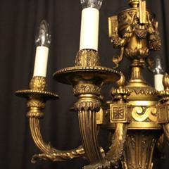 French Bronze Six-Light Antique Chandelier
