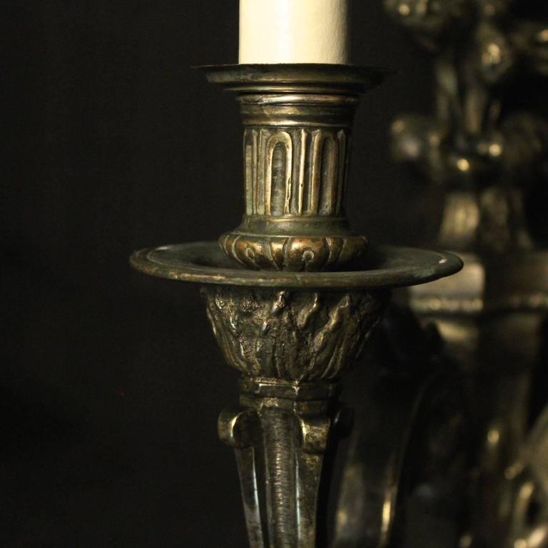 French Pair of Bronze Antique Wall Sconces at 1stdibs