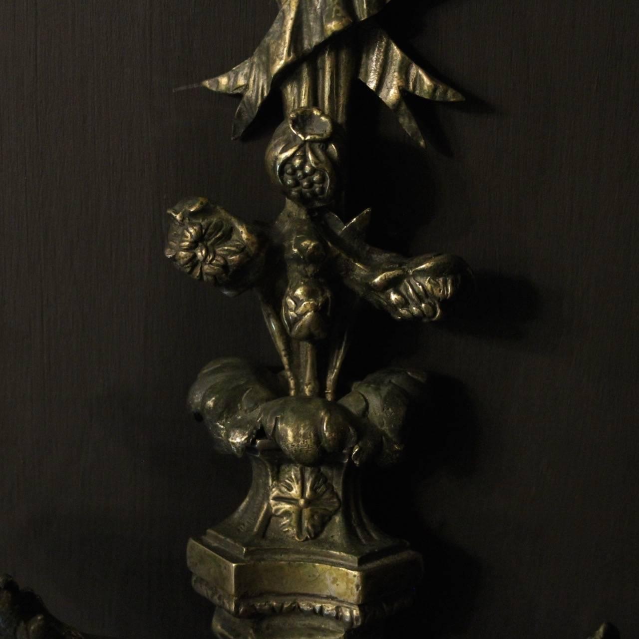 French Pair of Bronze Antique Wall Sconces 3