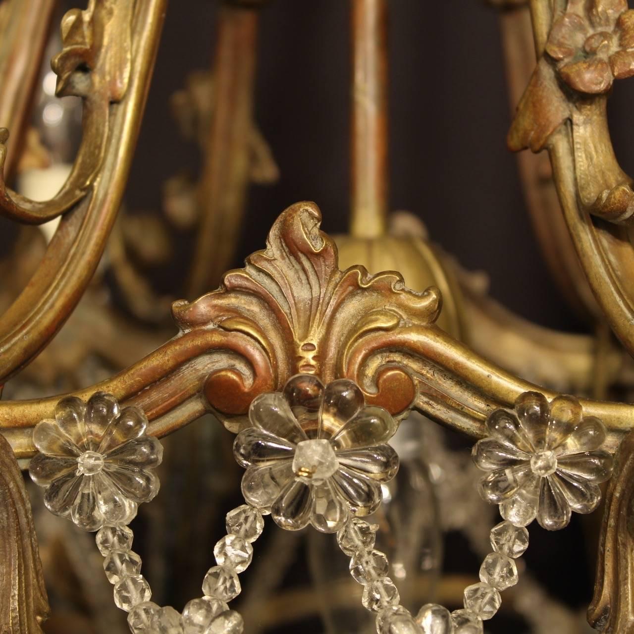 19th Century French Gilded Bronze Seven-Light Antique Chandelier For Sale