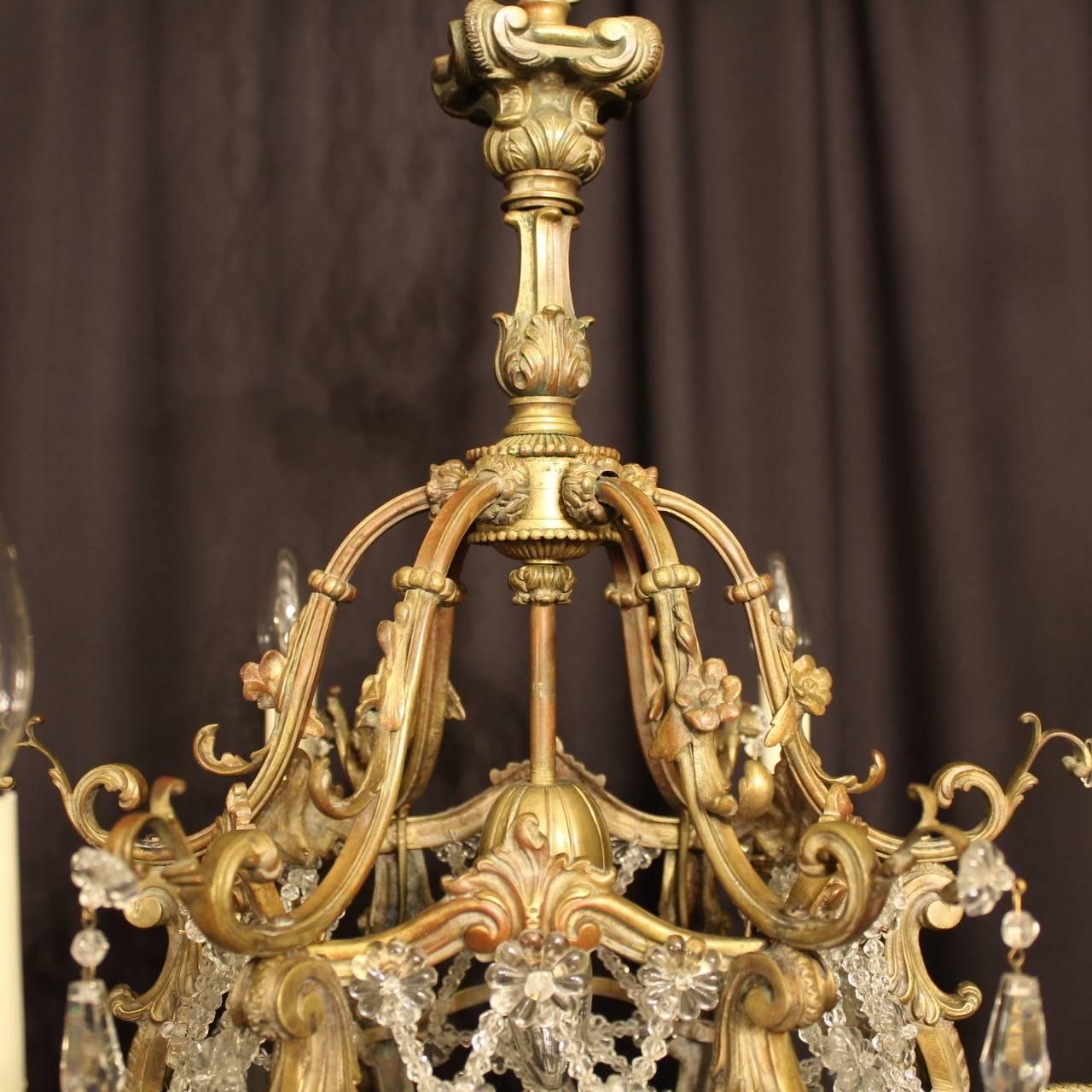 French Gilded Bronze Seven-Light Antique Chandelier For Sale 2