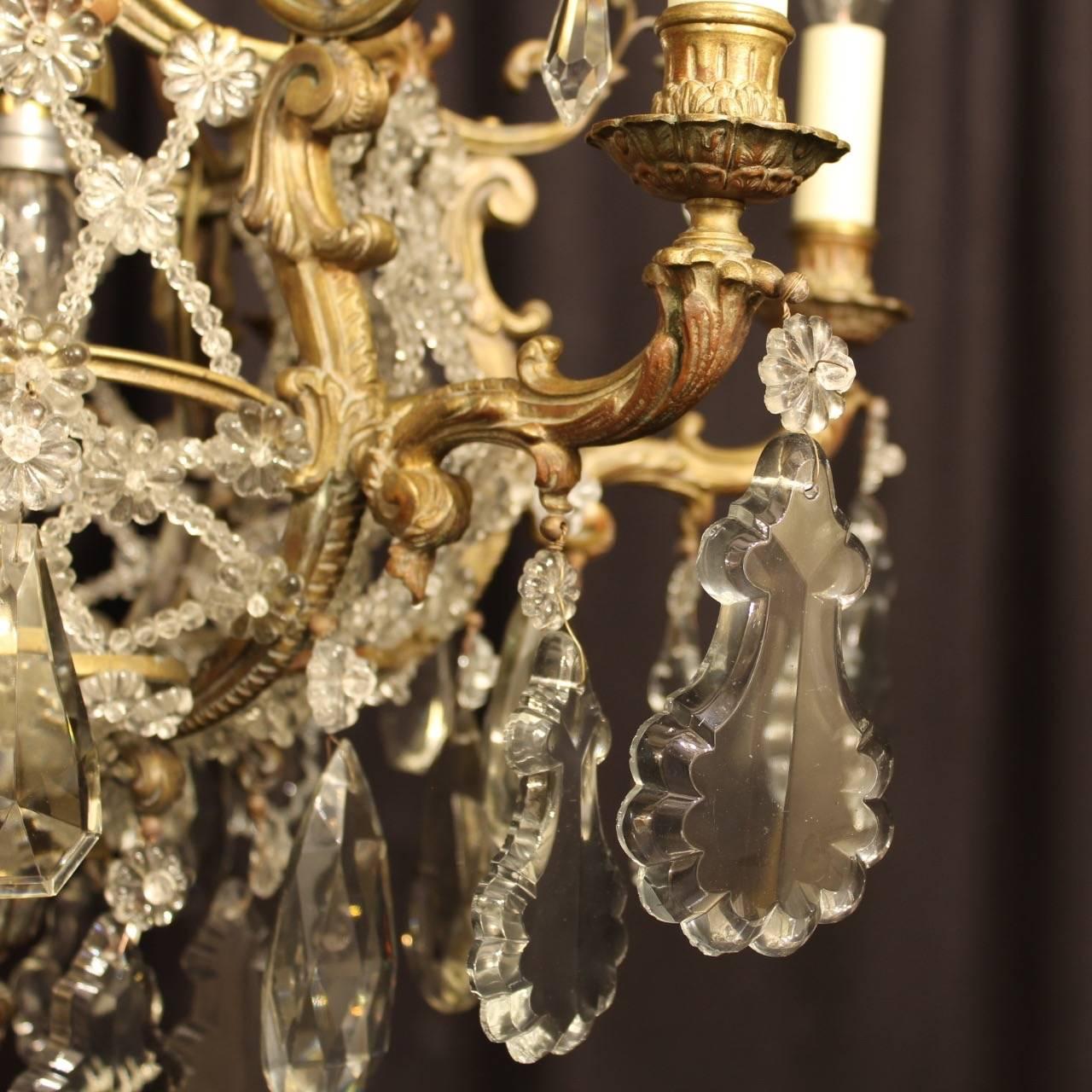 French Gilded Bronze Seven-Light Antique Chandelier For Sale 3