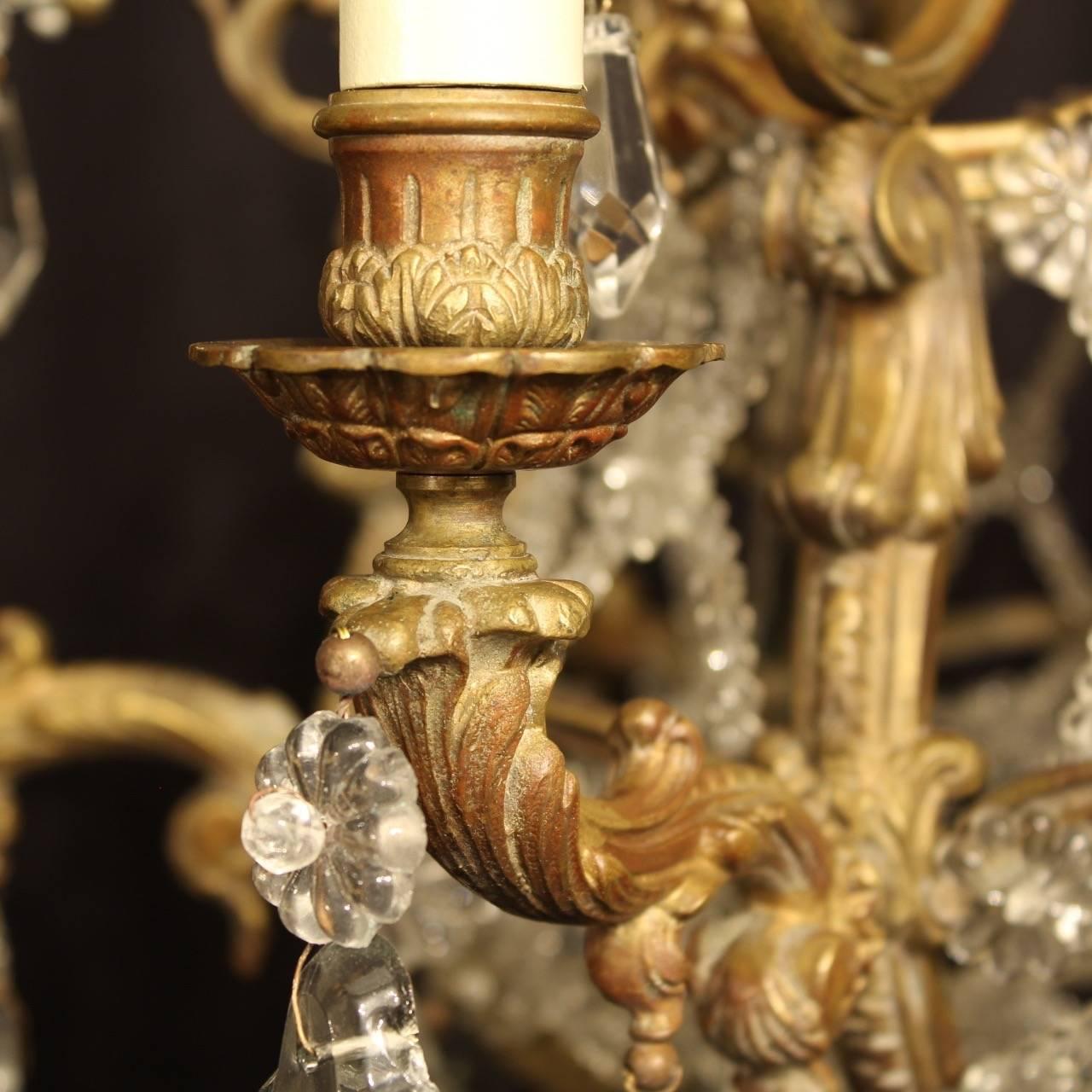 French Gilded Bronze Seven-Light Antique Chandelier For Sale 4