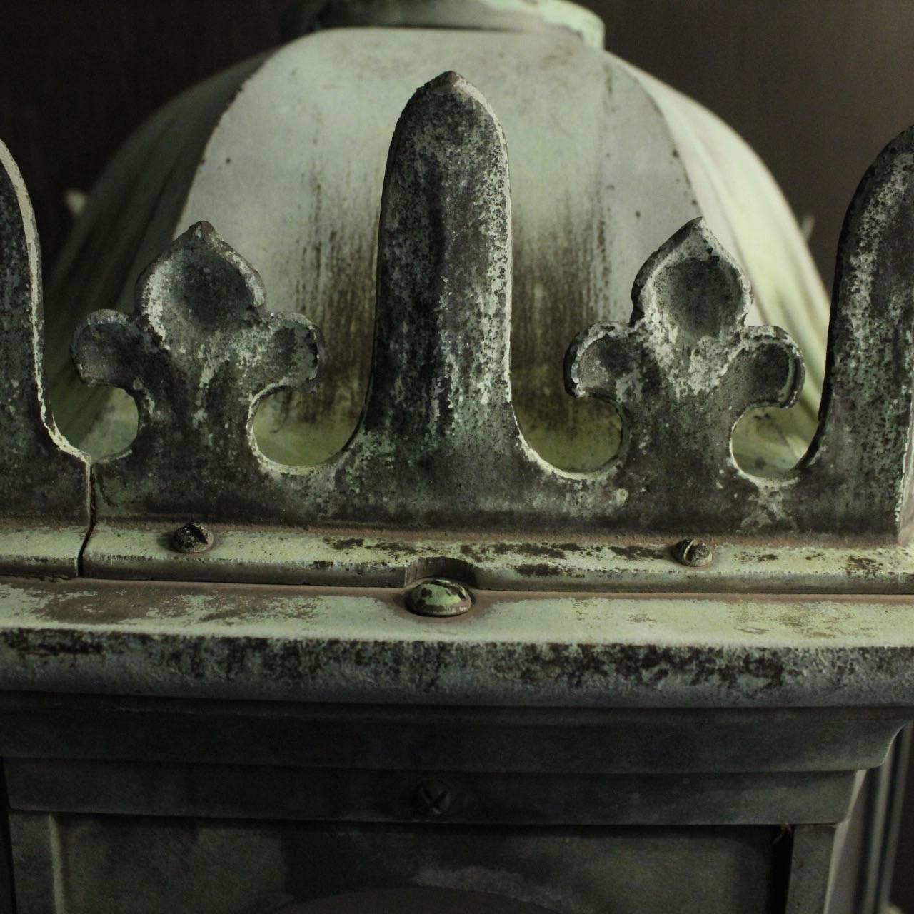 English Pair of Gothic Bronze Antique Wall Lanterns In Excellent Condition In Chester, GB