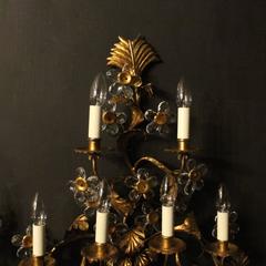 Florentine Pair of Gilded Six-Arm Wall Lights