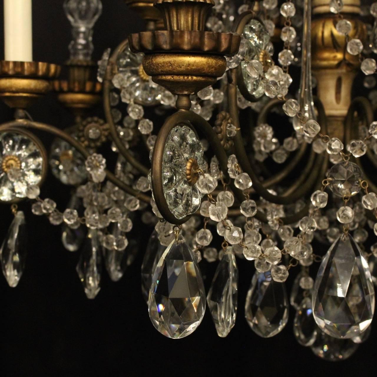 Italian Giltwood and Crystal Eight-Light Antique Chandelier 2