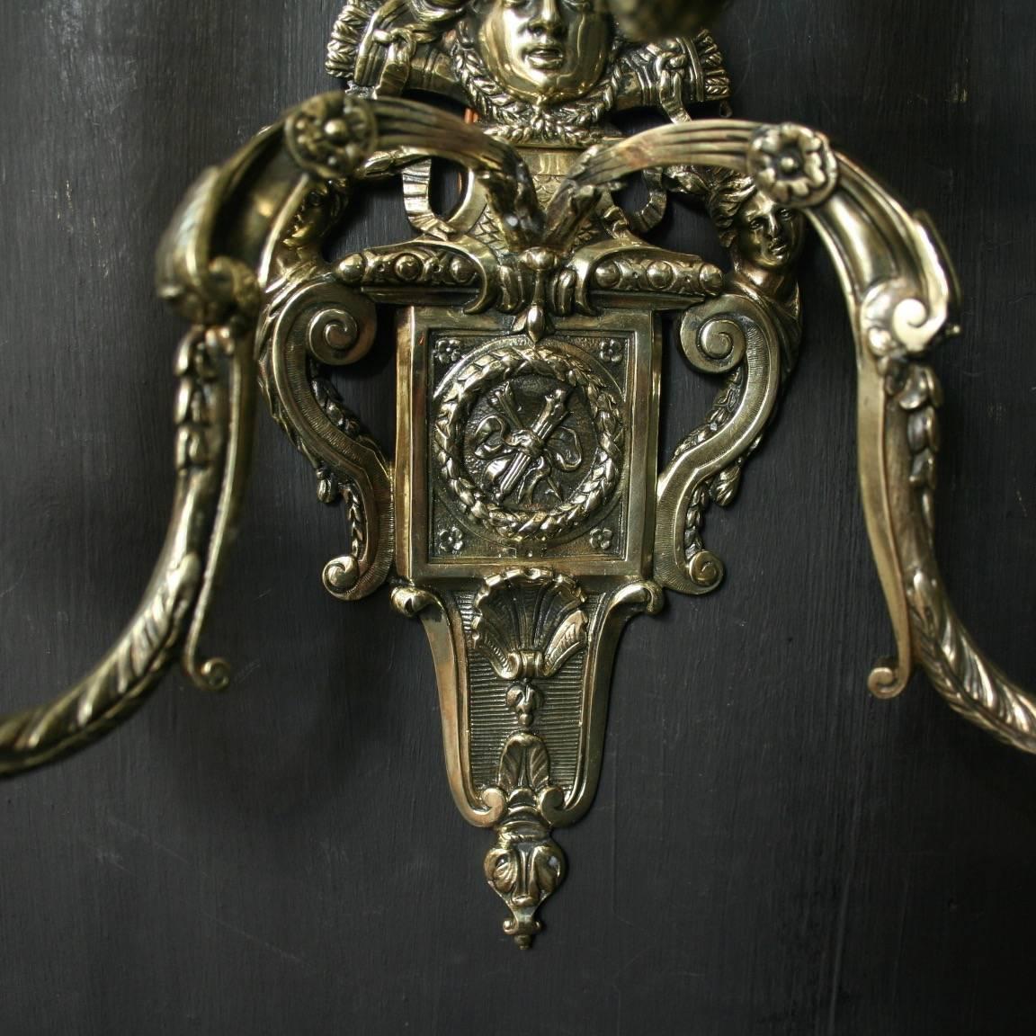 19th Century English Pair of Triple Arm Antique Wall Sconces