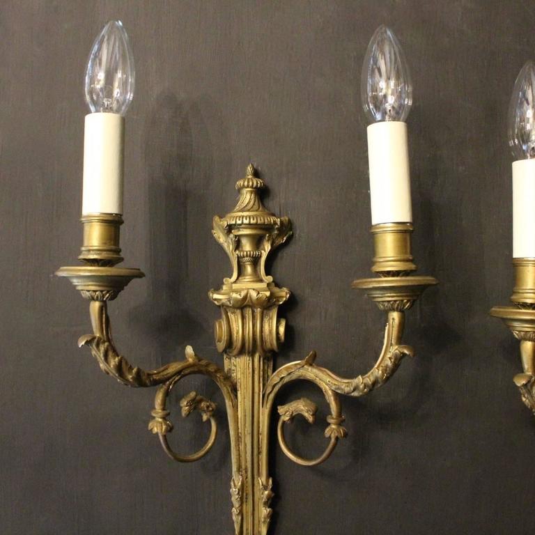 French Pair of Bronze Antique Wall Lights at 1stdibs