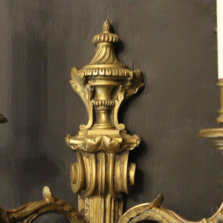 French Pair of Bronze Antique Wall Lights at 1stdibs