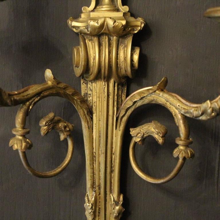 French Pair of Bronze Antique Wall Lights at 1stdibs