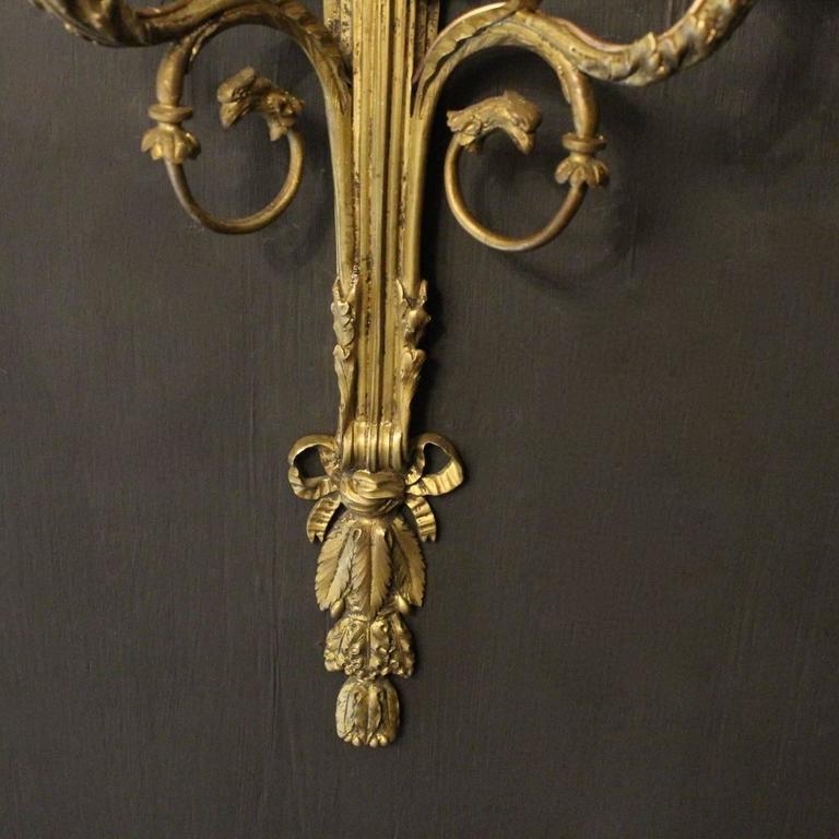 French Pair of Bronze Antique Wall Lights at 1stdibs