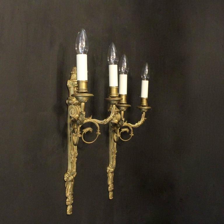 French Pair of Bronze Antique Wall Lights at 1stdibs