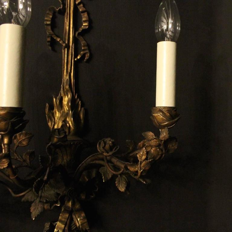 English Pair of Bronze Antique Wall Sconces For Sale at 1stdibs