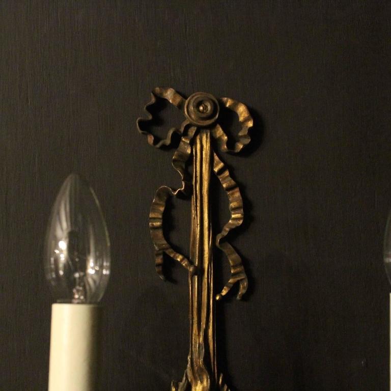 English Pair of Bronze Antique Wall Sconces For Sale at 1stdibs