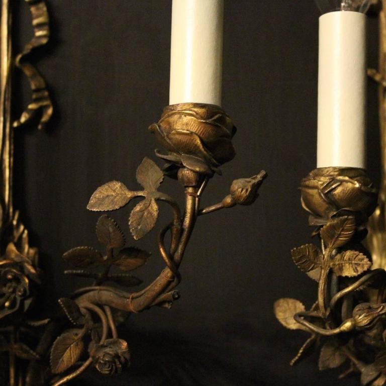 English Pair of Bronze Antique Wall Sconces at 1stdibs