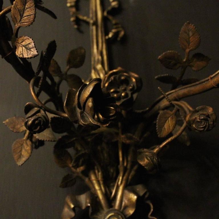 English Pair of Bronze Antique Wall Sconces at 1stdibs