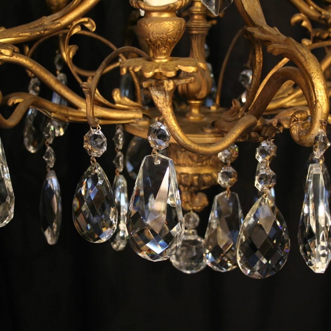 Italian Pair of Gilded Eight and Six-Light Antique Chandeliers 3