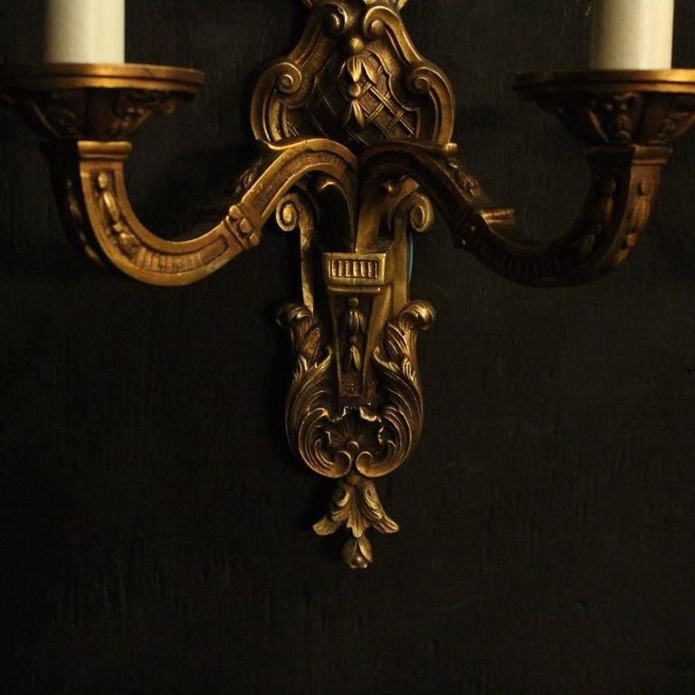 French Pair of Bronze Antique Wall Lights at 1stdibs
