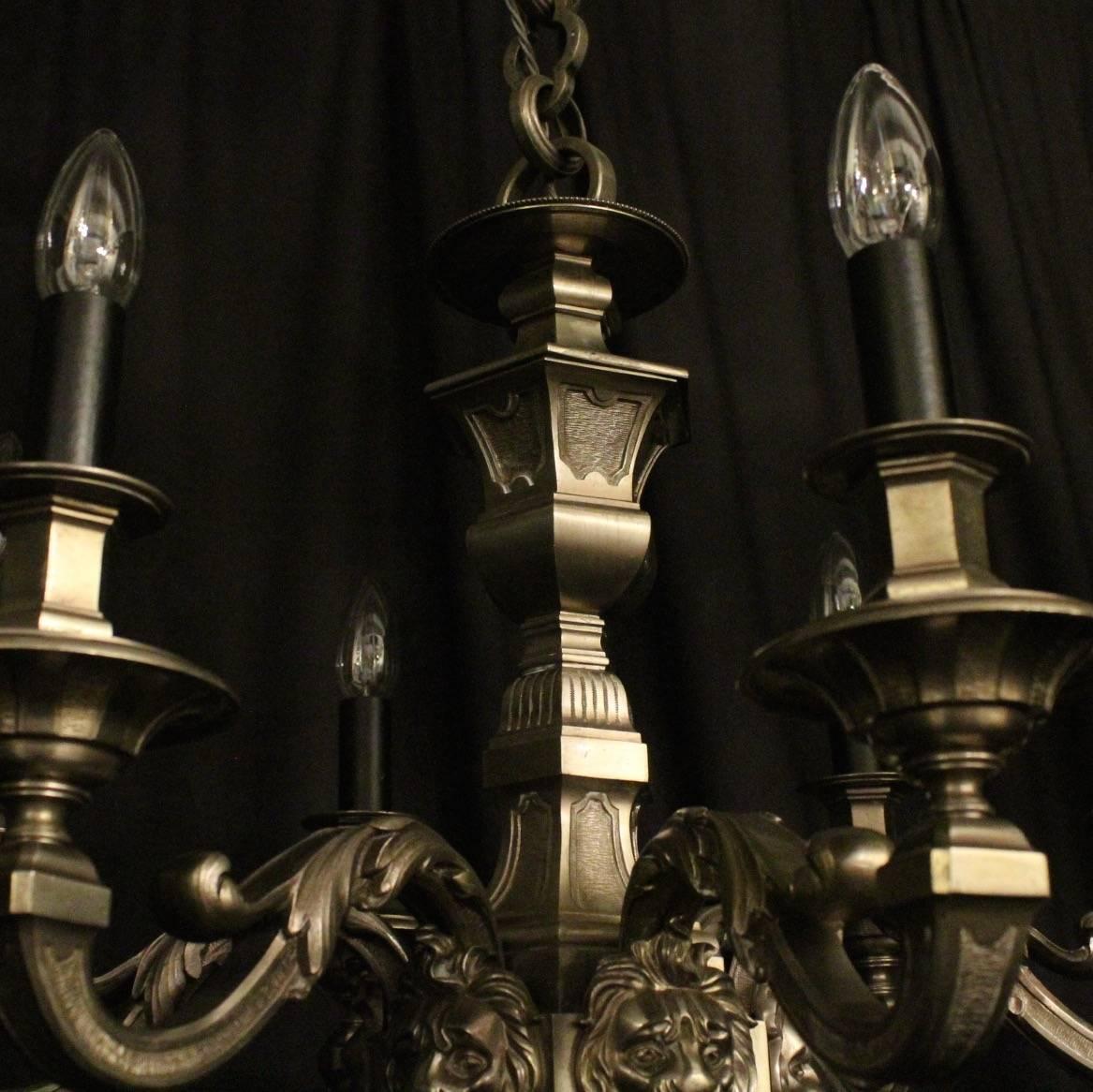 19th Century French Silver Bronze Six-Light Antique Chandelier