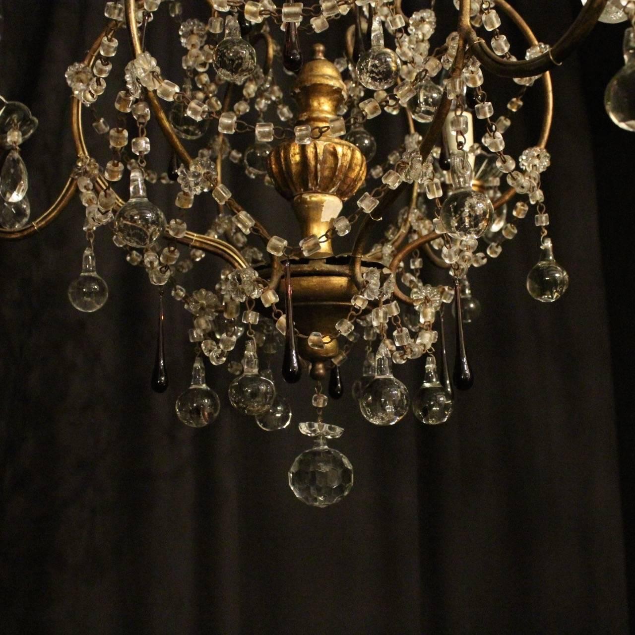 Italian Florentine Triple-Light Antique Chandelier For Sale 3