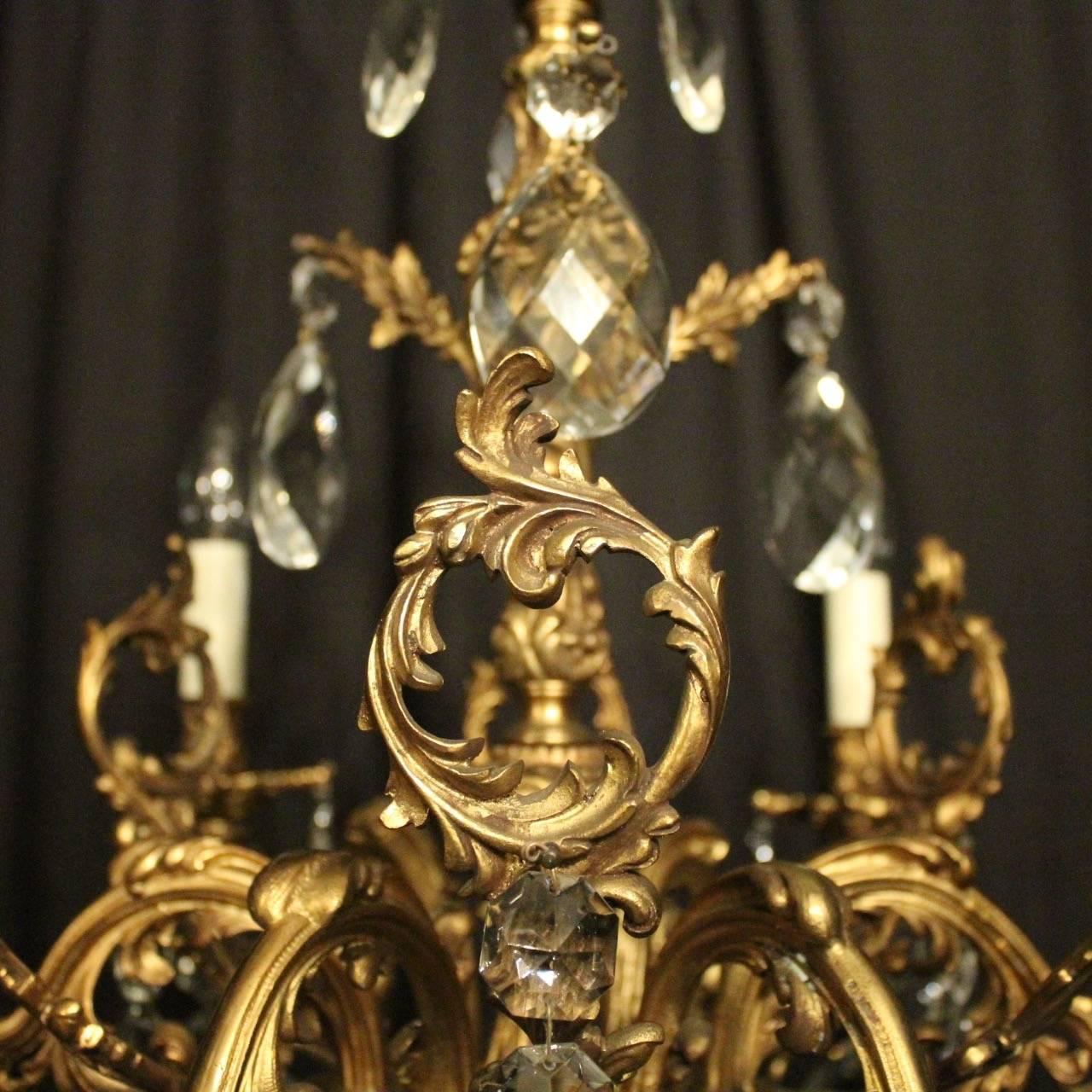 Italian Gilded Bronze Six-Light Antique Chandelier In Good Condition In Chester, GB
