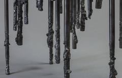 Hand Crafted One Of A Kind Sculptural White Marble and Iron Accent Table