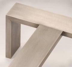 Contemporary Minimalist Steel Patinated And Welded Custom Kamin Andirons