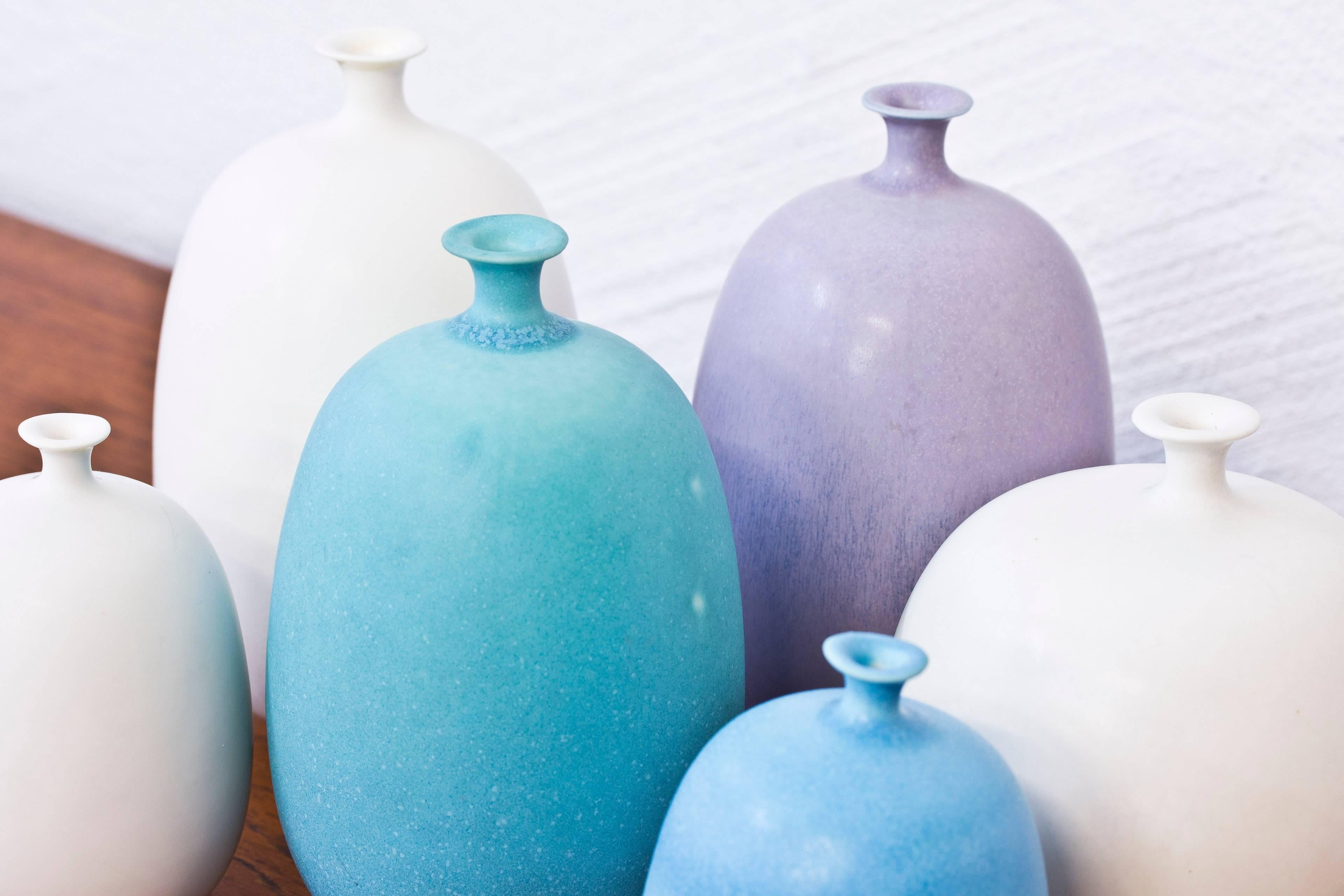 Scandinavian Modern Set of Swedish Stoneware Vases by Inger Persson