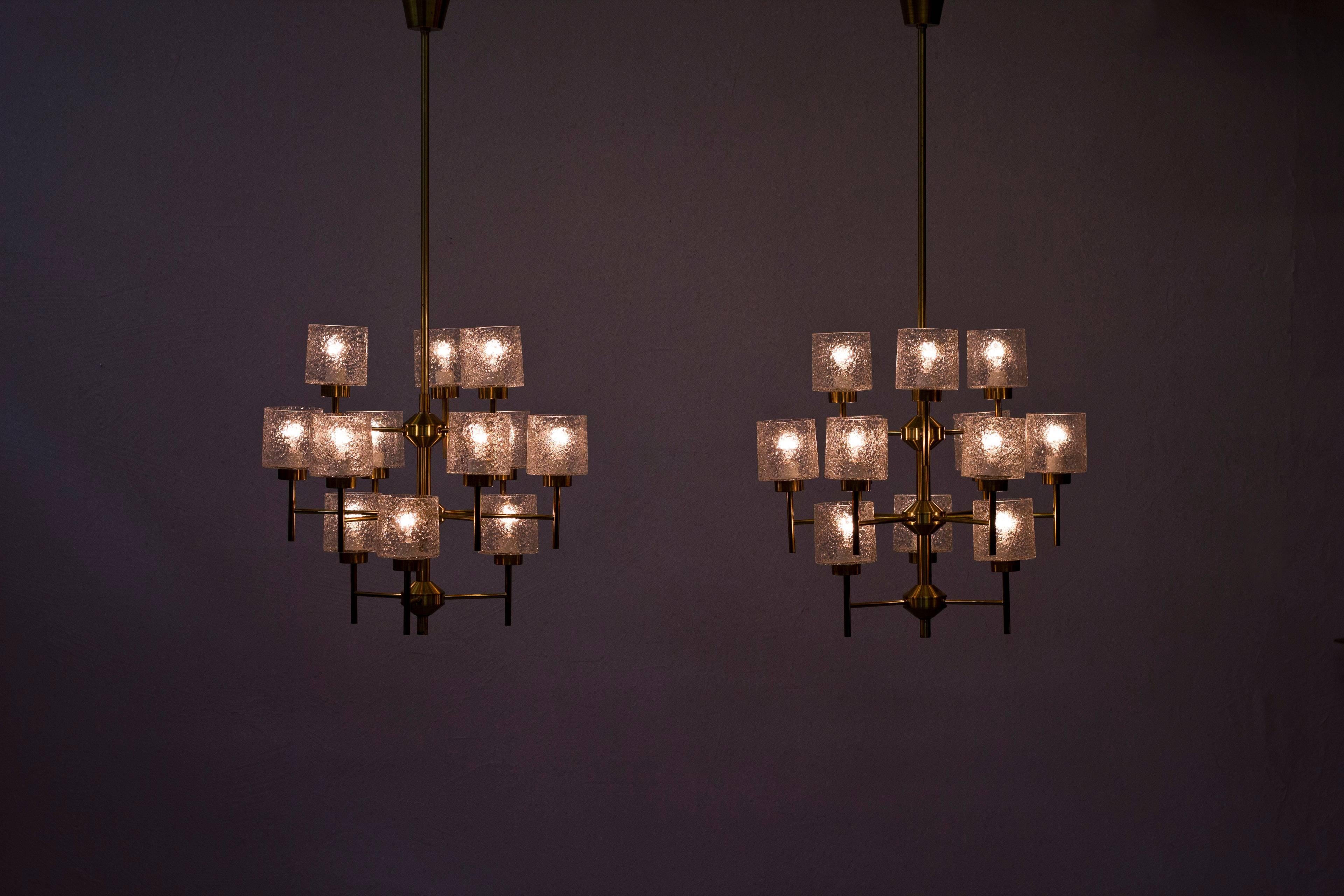 Brass 1960s Chandeliers by Holger Johansson