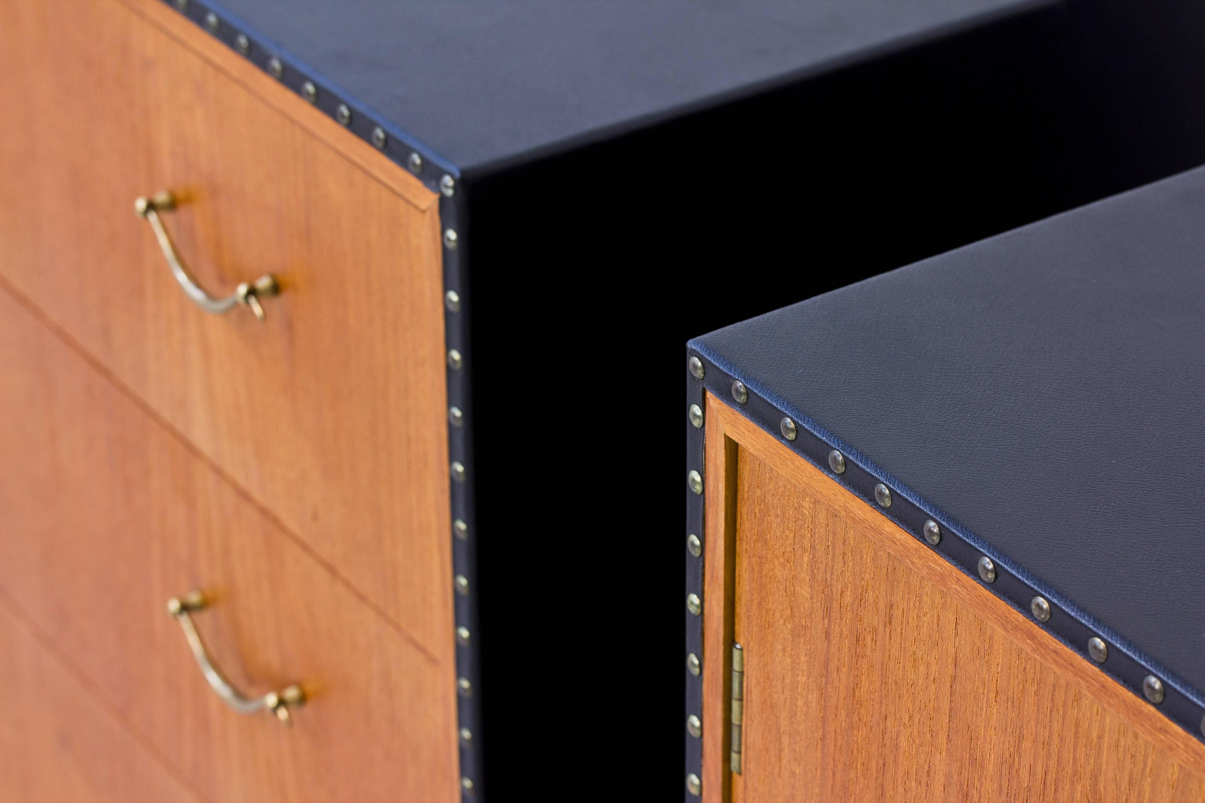 Brass Matching Swedish 1940s Chest and Cabinet in the Style of Otto Schulz For Sale