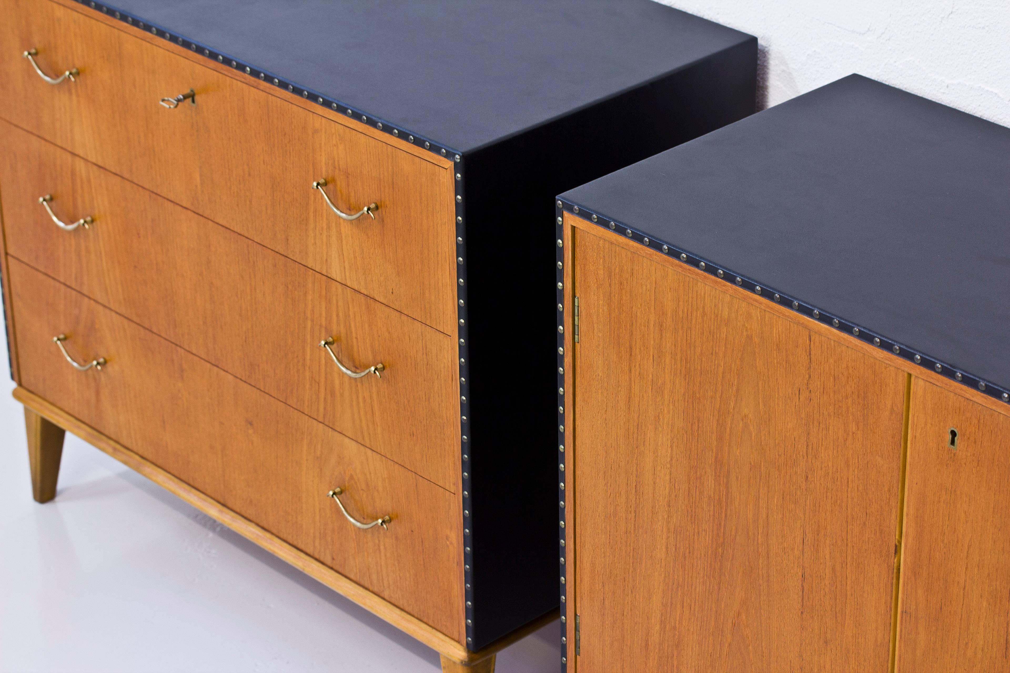 Mid-20th Century Matching Swedish 1940s Chest and Cabinet in the Style of Otto Schulz For Sale