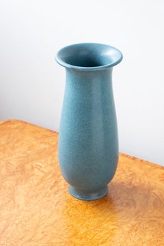 Hand made turquoise glazed vase designed by Gunnar Nylund, Rörstrand 1950s