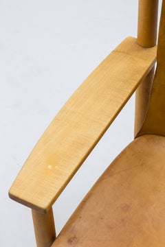 Moderner schwedischer Cognac-Ledersessel, Patina, Schweden, 1950er Jahre