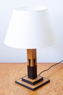 Swedish Art Deco table lamp with burl birch and ebonized oak, Sweden 1920s