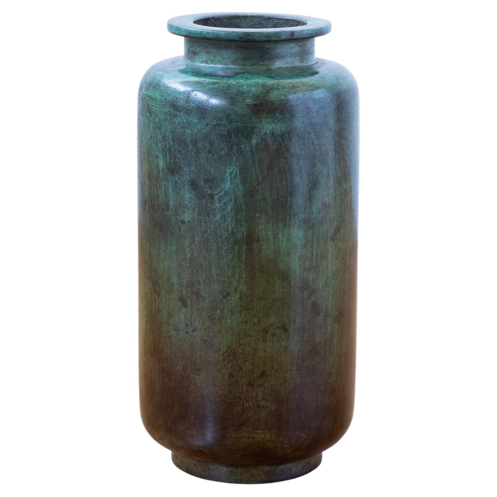 Modernist Bronze vase model 26 by GAB, Guldsmedsaktiebolaget, Sweden 1930s For Sale