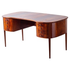 Organic Swedish modern desk in Mahogany attributed to Carl-Axel Acking, 1940s