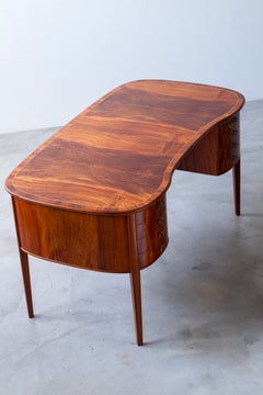 Organic Swedish modern desk in Mahogany attributed to Carl-Axel Acking, 1940s