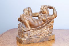 Art Deco gilded plaster sculpture "Danae" by John Lundqvist, Sweden 1920s